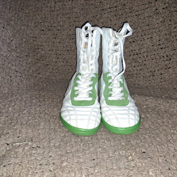 KANGAROOS-Mambo-Vintage White Leather/Green Suede-Wrestling/Boxing-Sz8-Excellent - Picture 3 of 9